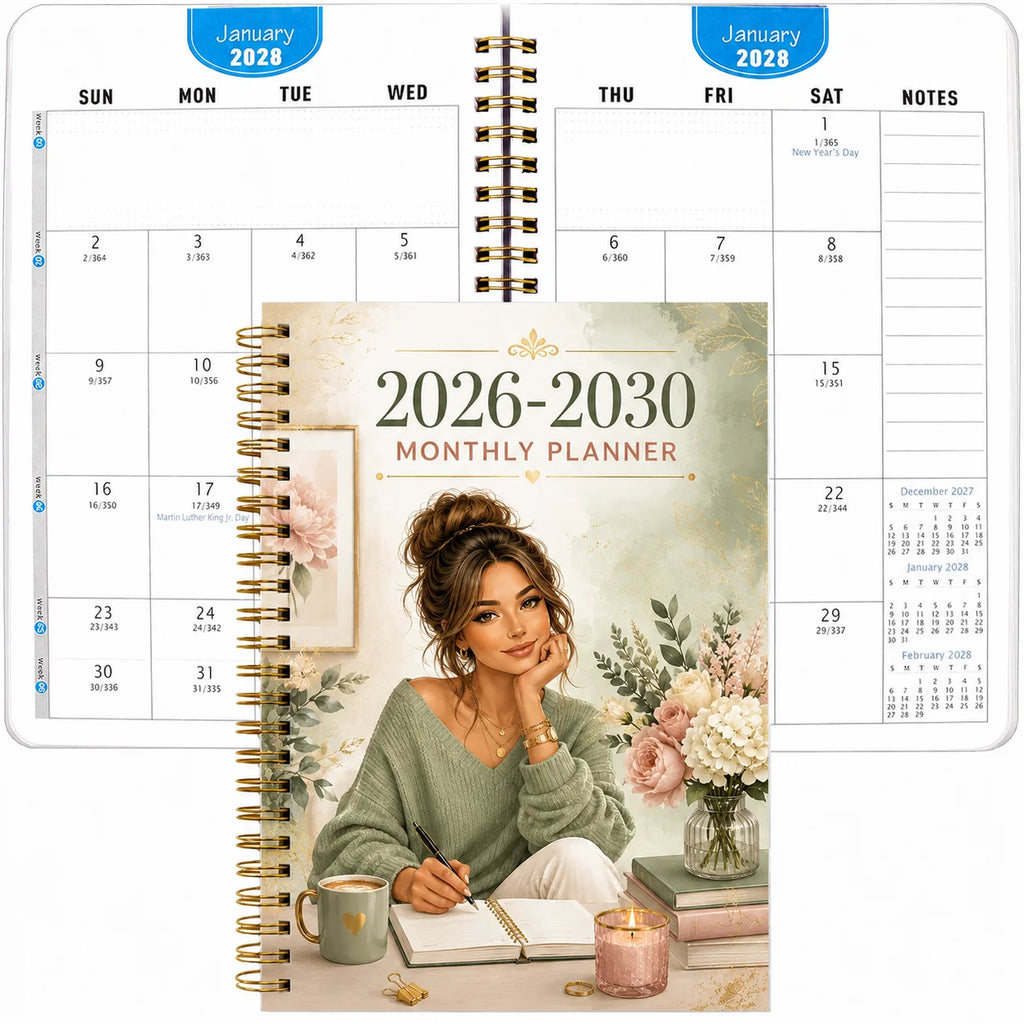 2026-2030 Monthly Planner Journal, A5 Spiral-Bound Life Organizer with Weekly & Monthly Views, Perfect for Work, School & Person by Creative Vault Marketplace