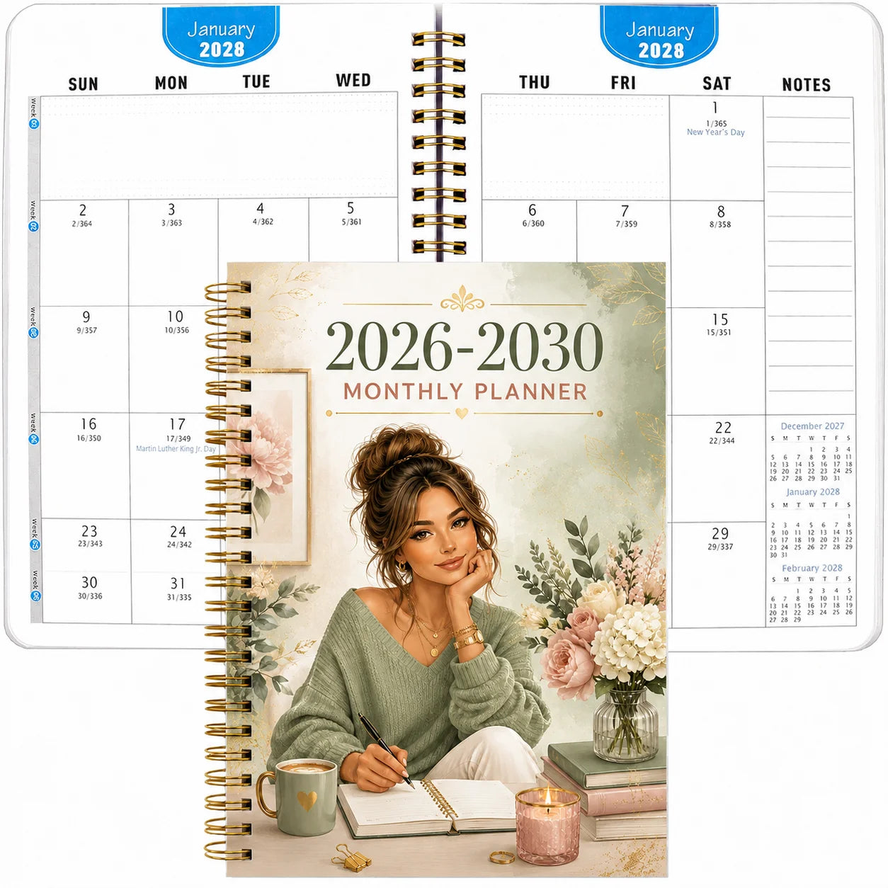 2026-2030 Monthly Planner Journal, A5 Spiral-Bound Life Organizer with Weekly & Monthly Views, Perfect for Work, School & Person by Creative Vault Marketplace