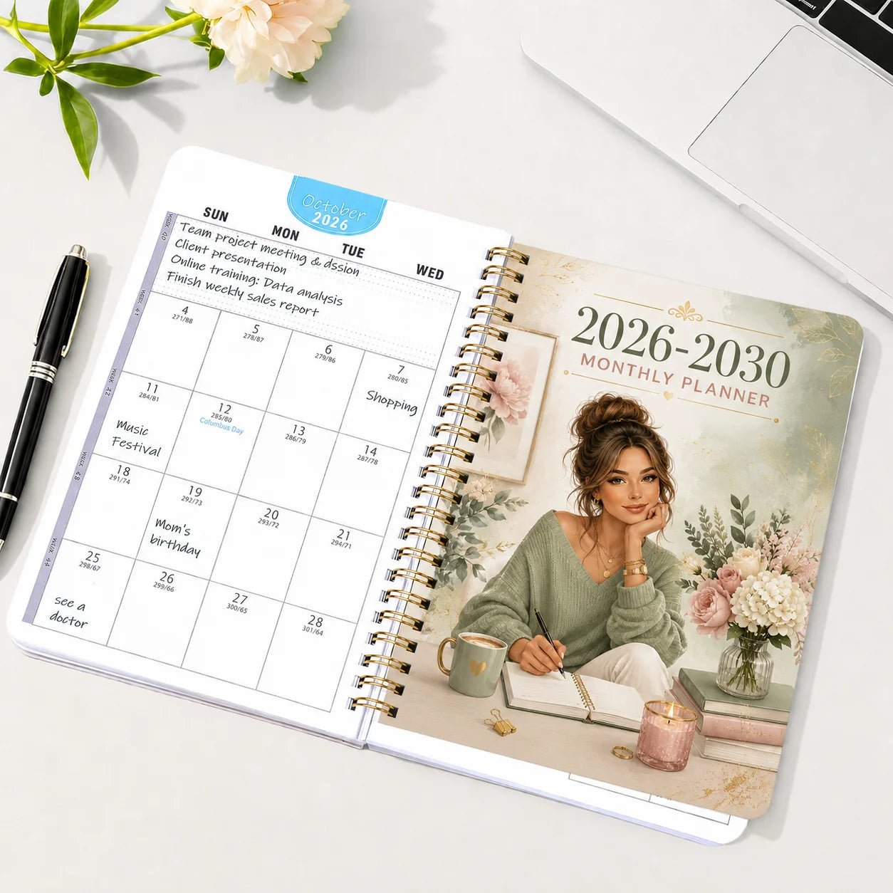 2026-2030 Monthly Planner Journal, A5 Spiral-Bound Life Organizer with Weekly & Monthly Views, Perfect for Work, School & Person by Creative Vault Marketplace