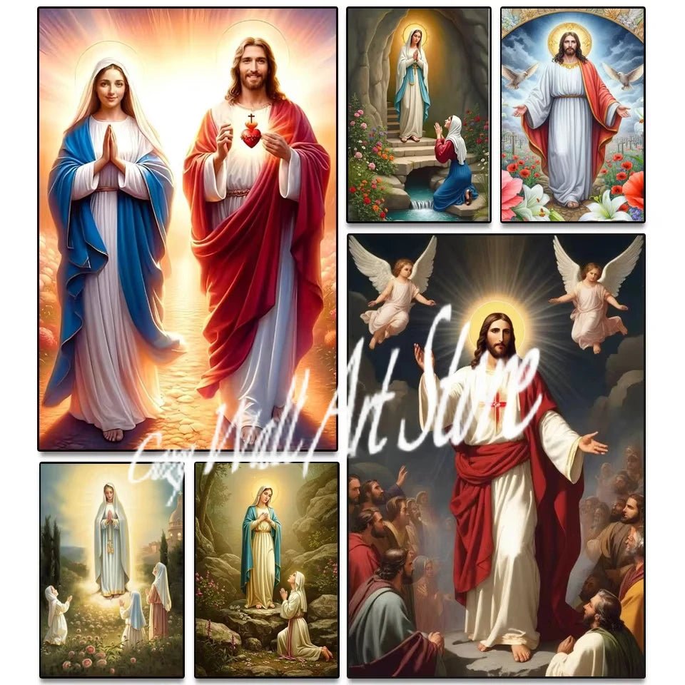 Jesus & Mary Sacred Canvas Wall Art by Creative Vault Marketplace