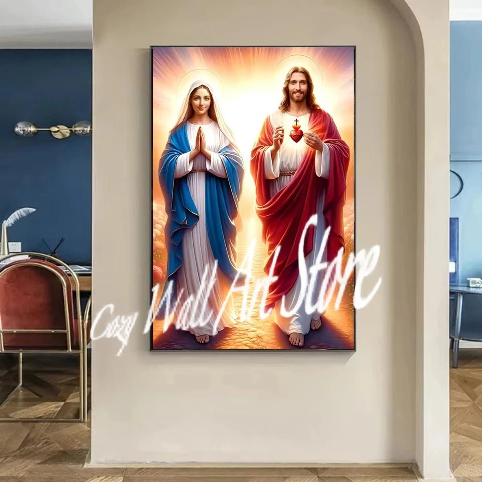 Jesus & Mary Sacred Canvas Wall Art by Creative Vault Marketplace