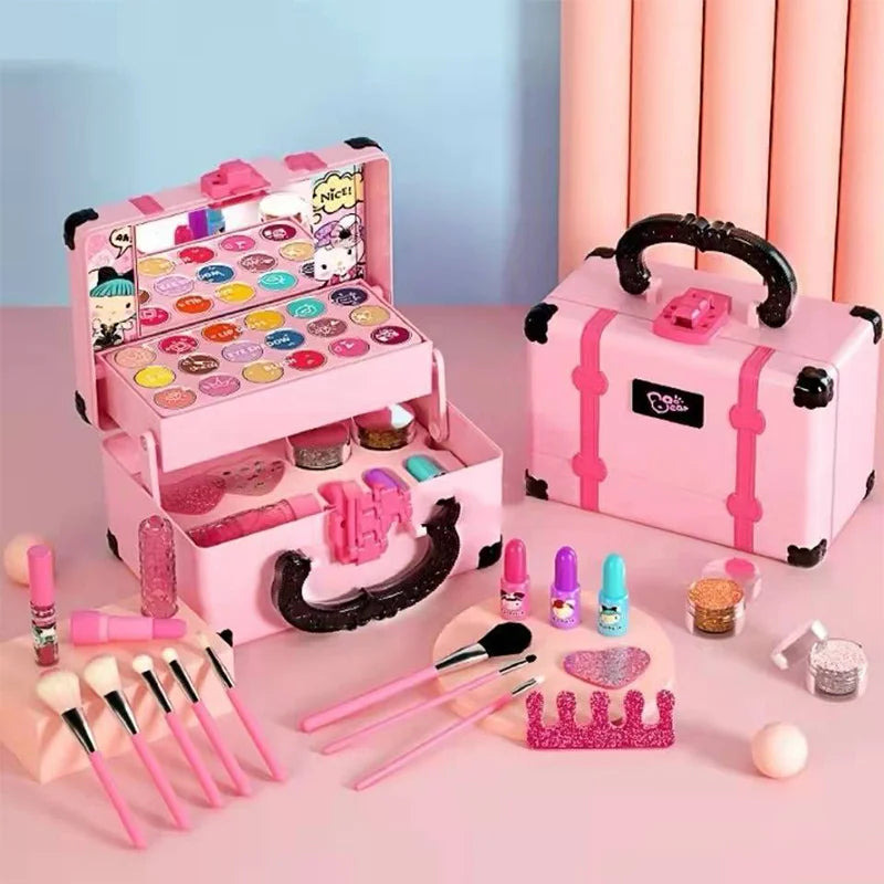 Children Makeup Cosmetics Pretend Playing Box Princess Make Up Girl Toy Play Set Lipstick Eye Shadow Safety Nontoxic Kit Toy Kid by Creative Vault Marketplace