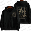 Empower Your Style with the Faith Over Fear Christian Women Zip Hoodie by Creative Vault Marketplace