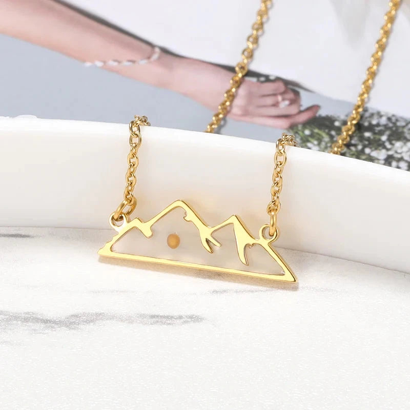 Faith Over Fear Acylic Mustard Seed Necklace Stainless Steel Mountain Necklace For Christian Inspirational Jewelry Gift by Creative Vault Marketplace