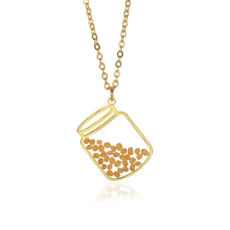 Faith Over Fear Acylic Mustard Seed Necklace Stainless Steel Mountain Necklace For Christian Inspirational Jewelry Gift by Creative Vault Marketplace