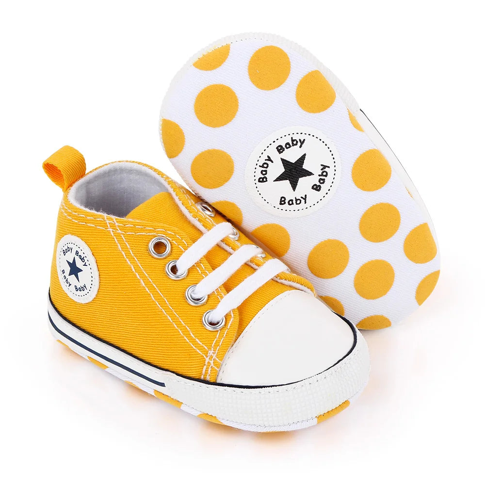 Spring New Baby Shoes Boy and Girl Classic Canvas Casual Sneakers Soft Sole Non-Slip Walking Newborn Toddler Shoes First Walkers by Creative Vault Marketplace