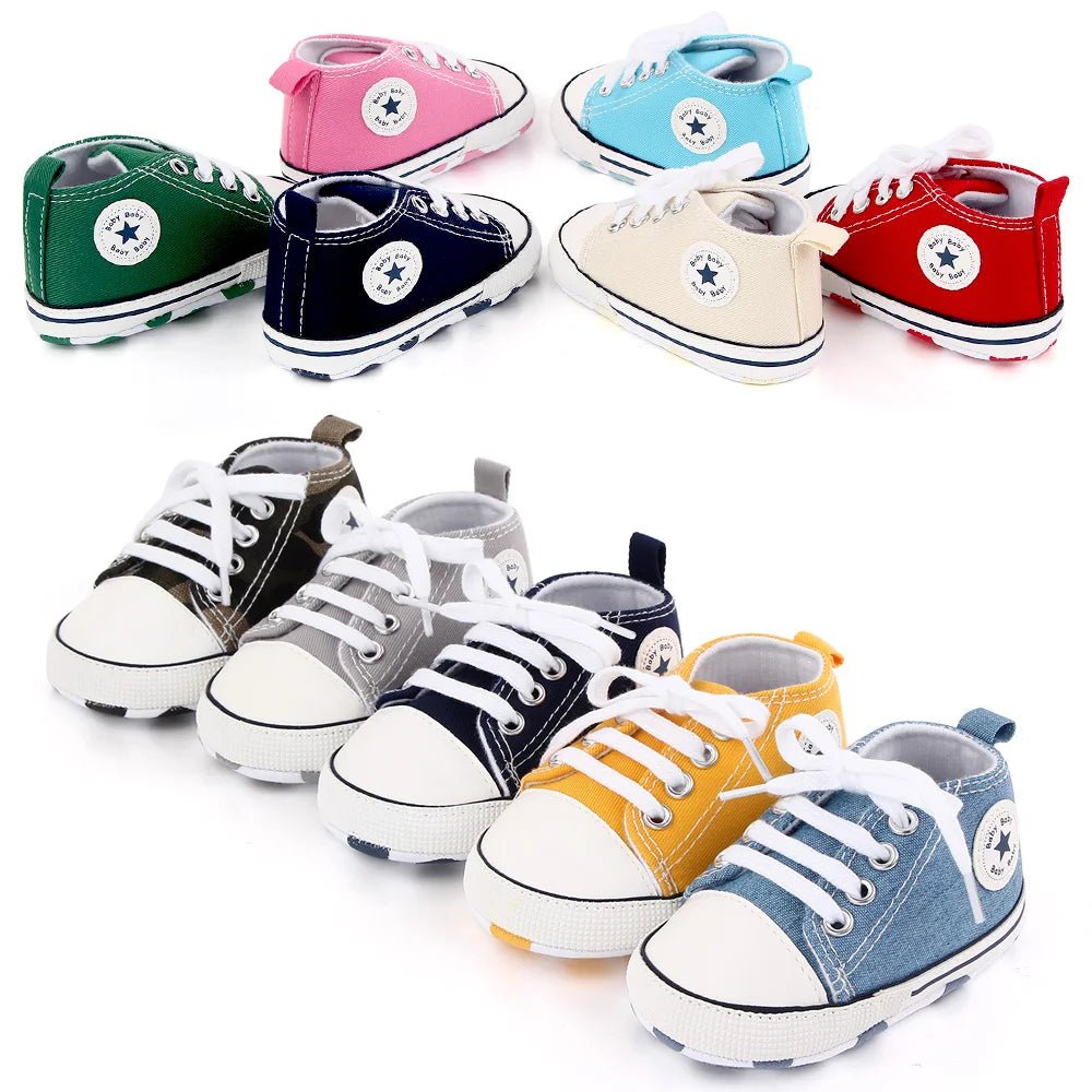 Spring New Baby Shoes Boy and Girl Classic Canvas Casual Sneakers Soft Sole Non-Slip Walking Newborn Toddler Shoes First Walkers by Creative Vault Marketplace