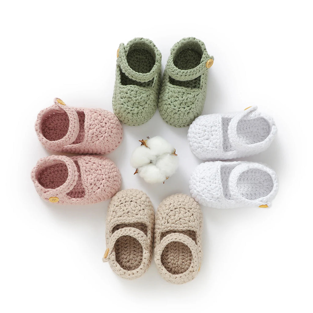 Newborn Baby Girl Shoes 0-1Y Fashion Pure Color Knit Infant Anti-Slip Soft Soled First Walkers Children Winter Walking Prewalker by Creative Vault Marketplace