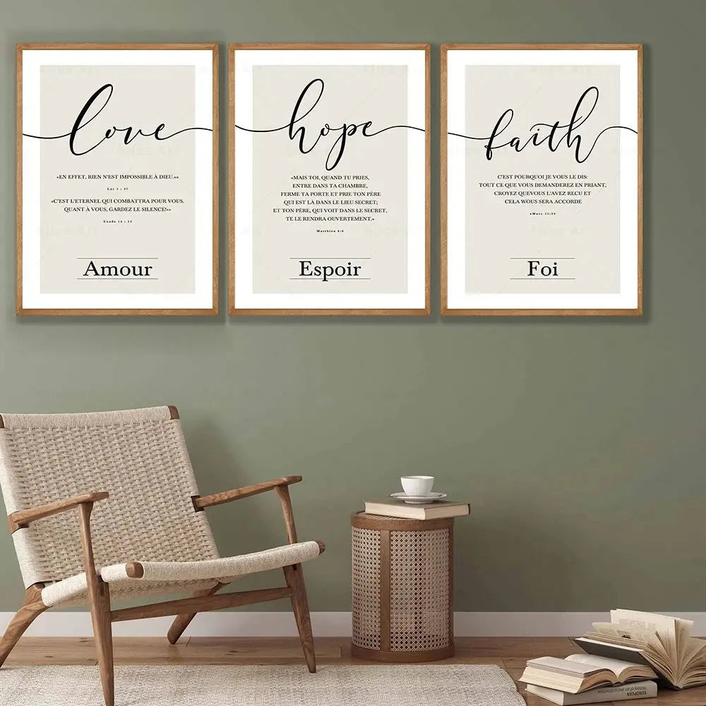 Inspire Your Home with Faith Hope Love Wall Art - Elegant Canvas Decor by Creative Vault Marketplace