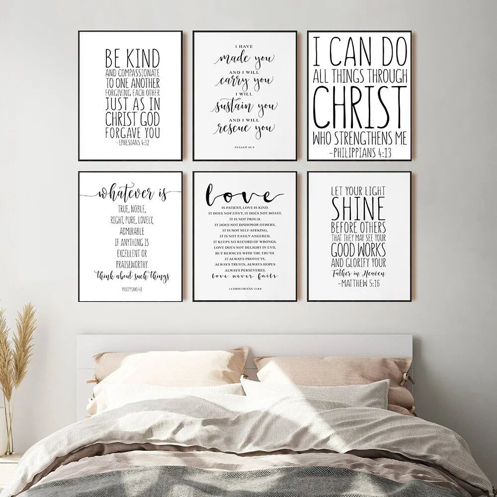 Christian Quotes Canvas Painting - Bible Verse Poster and Prints Love Is Patient Love Letter Wall art Print Posters on the Wall by Creative Vault Marketplace