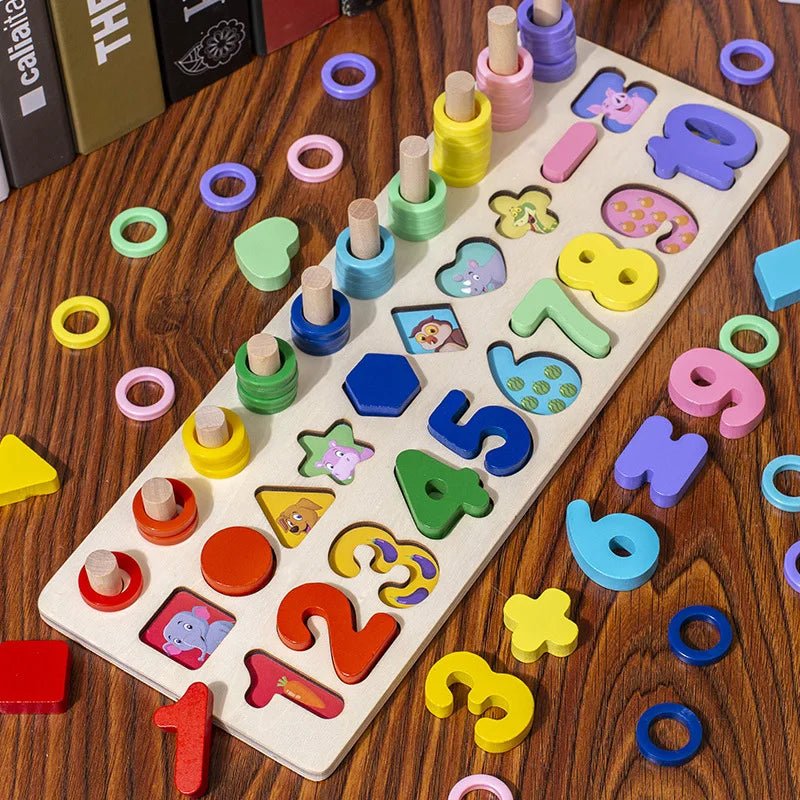 3D Preschool Children Educational Toys Wooden Montessori Arithmetic Magnetic Fishing Digital Shape Matching Building Block Toys by Creative Vault Marketplace