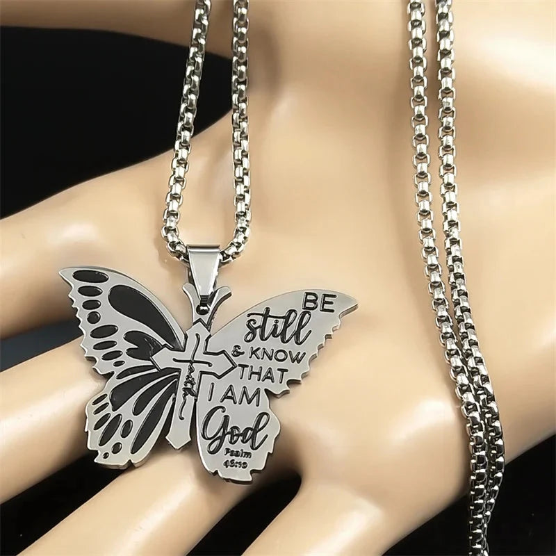 Butterfly Faith Cross Necklace - Embrace Your Beliefs with Style by Creative Vault Marketplace