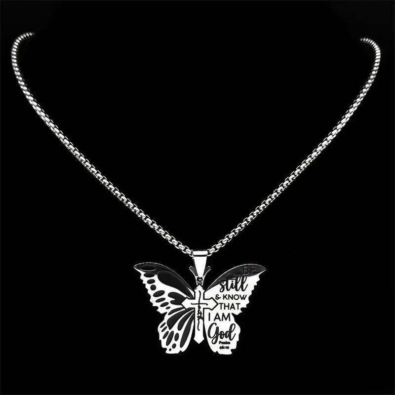 Butterfly Faith Cross Necklace - Embrace Your Beliefs with Style by Creative Vault Marketplace