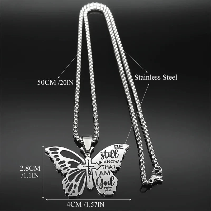 Butterfly Faith Cross Necklace - Embrace Your Beliefs with Style by Creative Vault Marketplace