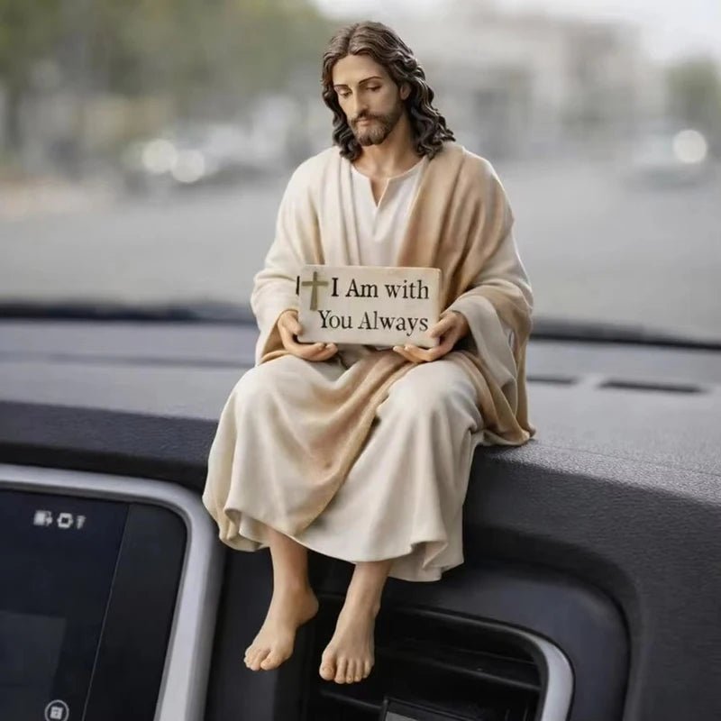 Inspirational Jesus Statue Faith Reminder Figurine Handmade Stiting Jesus Christ Religious Tabletop Decoration Resin Miniatures by Creative Vault Marketplace