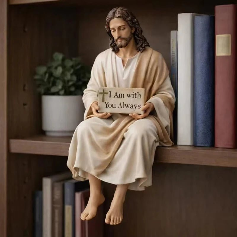 Inspirational Jesus Statue Faith Reminder Figurine Handmade Stiting Jesus Christ Religious Tabletop Decoration Resin Miniatures by Creative Vault Marketplace