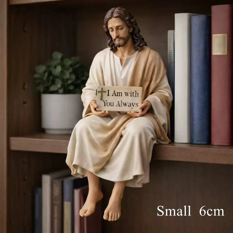 Inspirational Jesus Statue Faith Reminder Figurine Handmade Stiting Jesus Christ Religious Tabletop Decoration Resin Miniatures by Creative Vault Marketplace