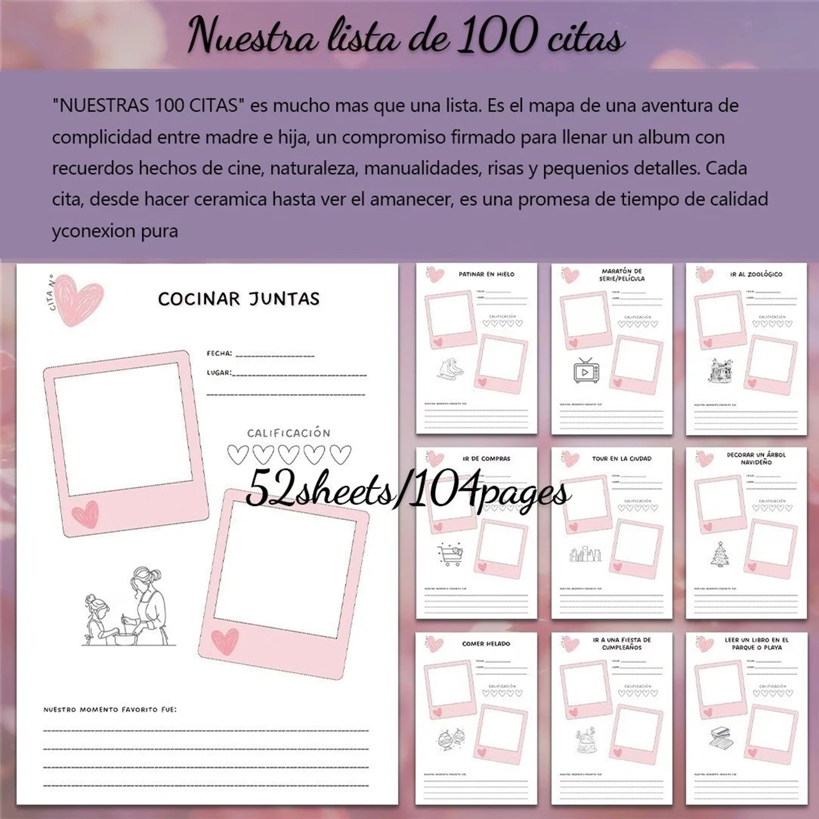 Hardcover Mother Daughter Memory Book 100 Date Journal With Photo Space Smooth Paper Daily Diary Gift For Mothers Daughters by Creative Vault Marketplace