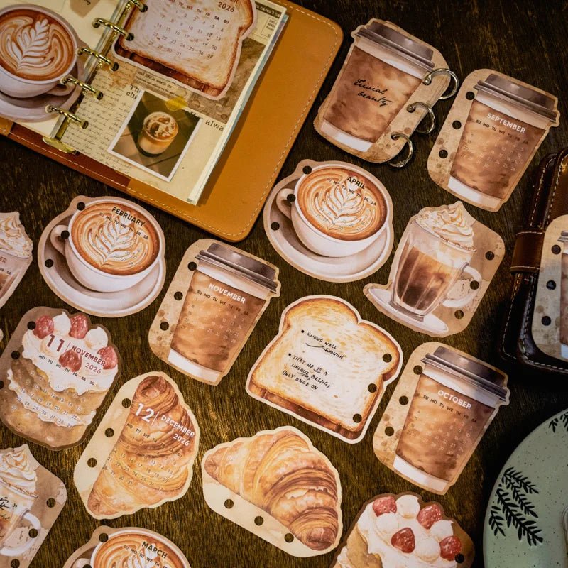 Journal GO 12sheets 365 Days of Coffee and Bread Vintage Cake Calendar 2026 Collage Memo Pad Creative DIY Planner Junk Journal by Creative Vault Marketplace