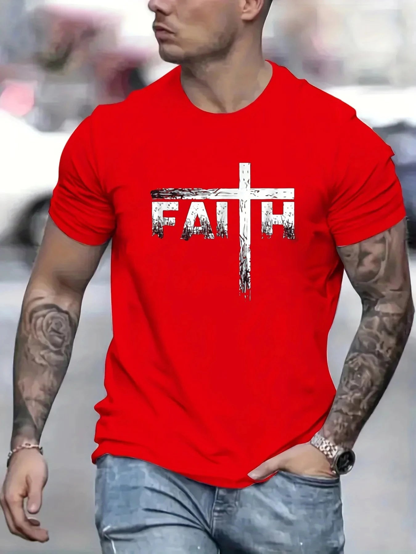 Elevate Your Style with Our Men's Casual Cotton T-shirt – Breathable Comfort and Faith-Inspired Design by Creative Vault Marketplace