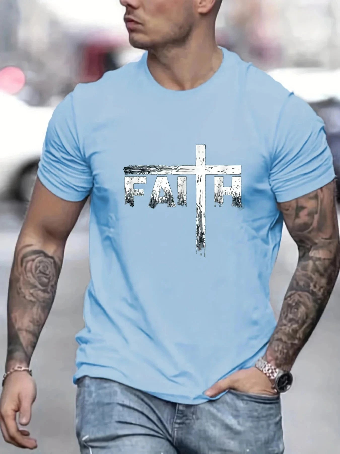 Elevate Your Style with Our Men's Casual Cotton T-shirt – Breathable Comfort and Faith-Inspired Design by Creative Vault Marketplace