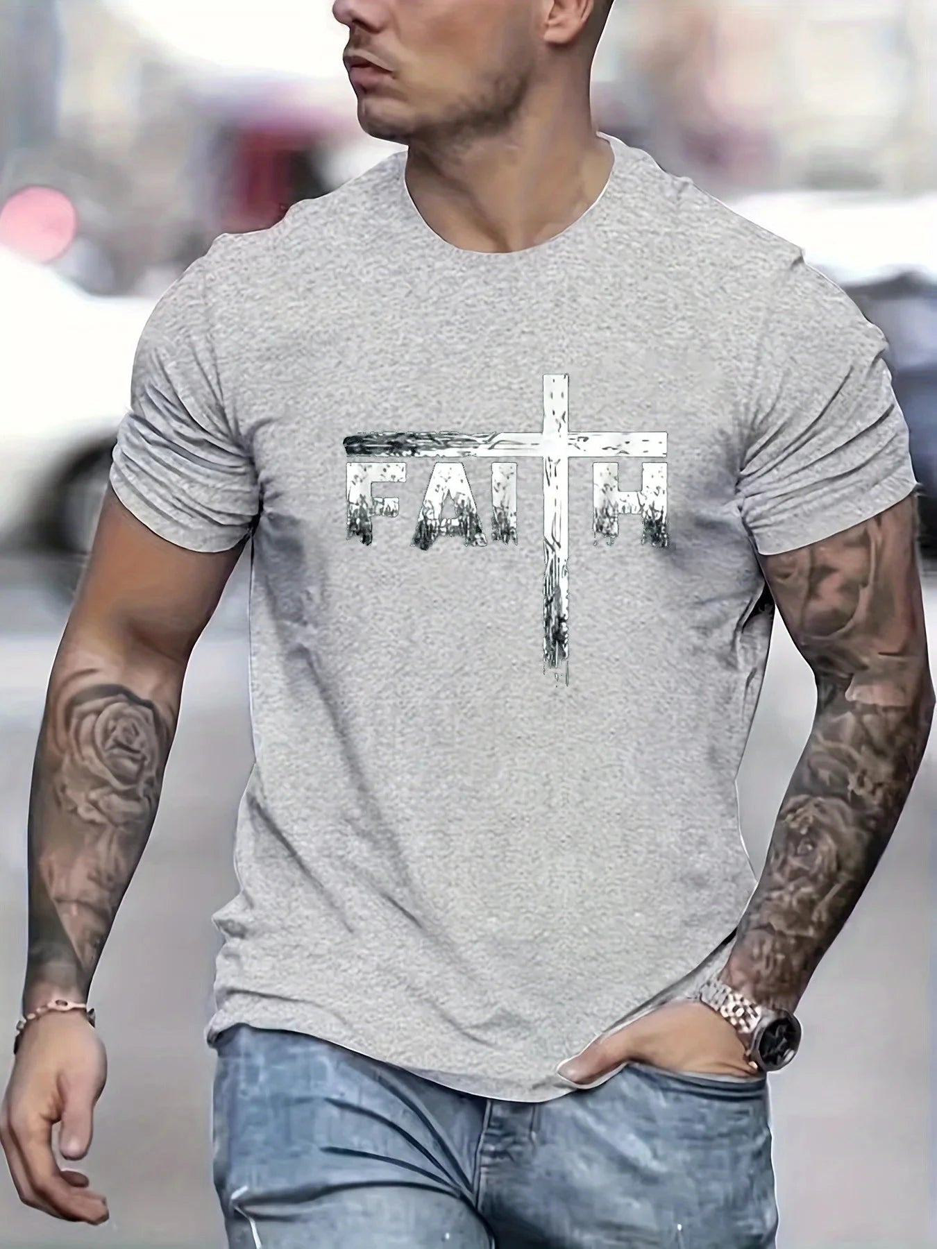 Elevate Your Style with Our Men's Casual Cotton T-shirt – Breathable Comfort and Faith-Inspired Design by Creative Vault Marketplace