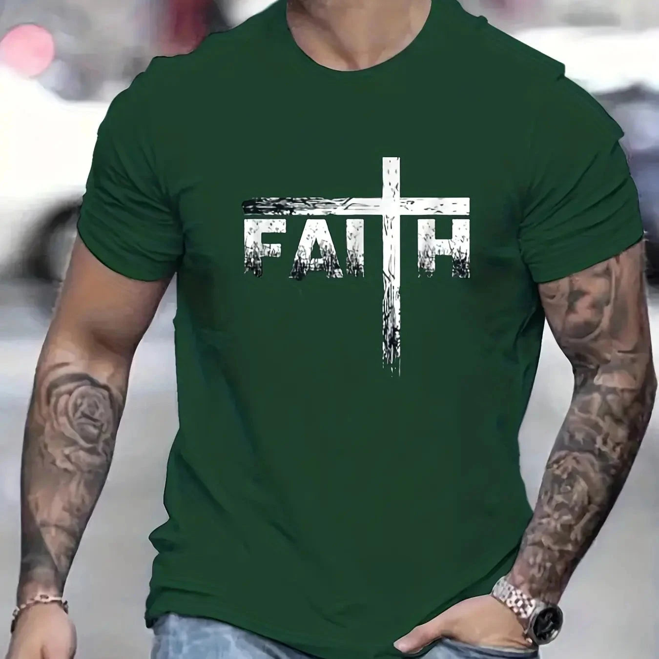 Elevate Your Style with Our Men's Casual Cotton T-shirt – Breathable Comfort and Faith-Inspired Design by Creative Vault Marketplace