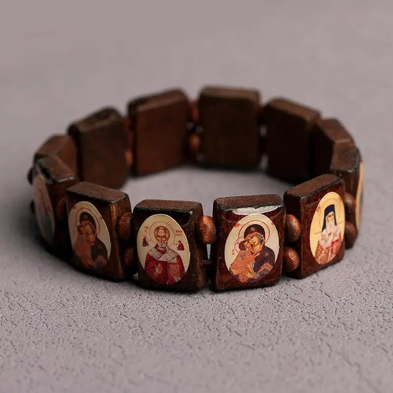 Natural Wooden Bracelet Jewelry Mary Faith Rosary Bracelet Religious Jewelry by Creative Vault Marketplace