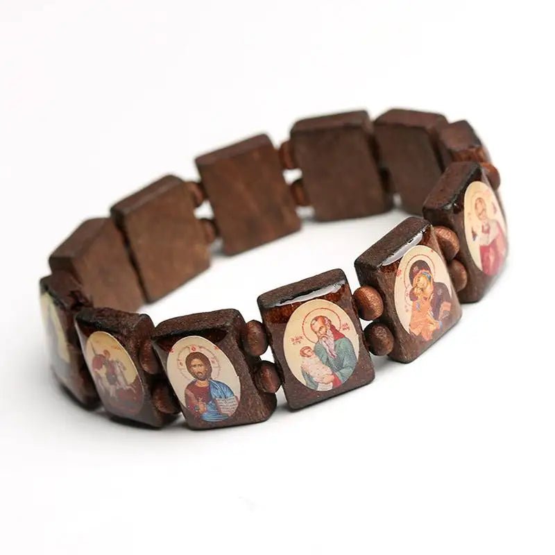 Natural Wooden Bracelet Jewelry Mary Faith Rosary Bracelet Religious Jewelry by Creative Vault Marketplace