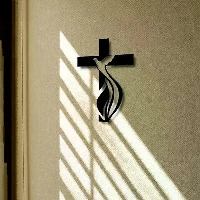 Cross & Praying Hands Acrylic Wall Art | Religious Home Decor by Creative Vault Marketplace
