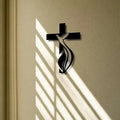 Cross & Praying Hands Acrylic Wall Art | Religious Home Decor by Creative Vault Marketplace
