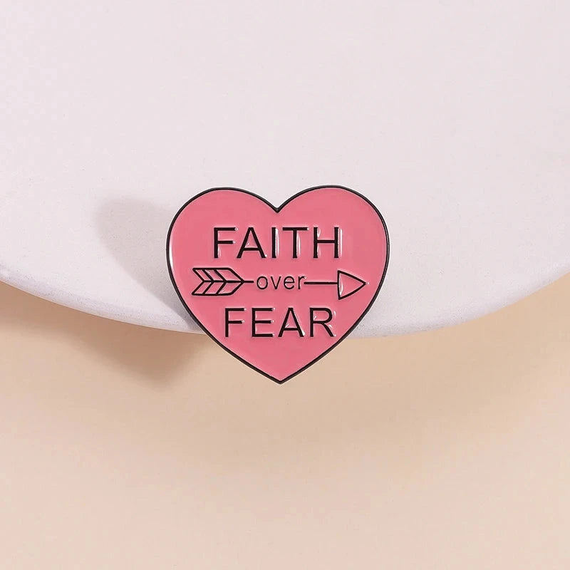 Faith Over Fear Enamel Pin Bible Verse Jesus Religious Brooch Lapel Backpack Badge Decoration Jewelry Gift For Christian by Creative Vault Marketplace