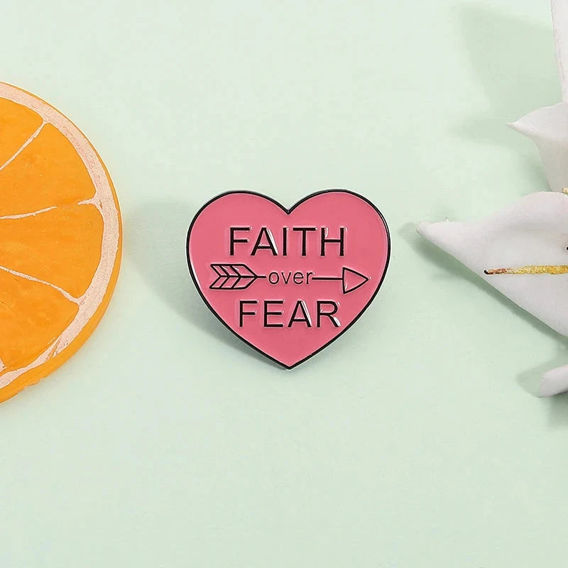 Faith Over Fear Enamel Pin Bible Verse Jesus Religious Brooch Lapel Backpack Badge Decoration Jewelry Gift For Christian by Creative Vault Marketplace