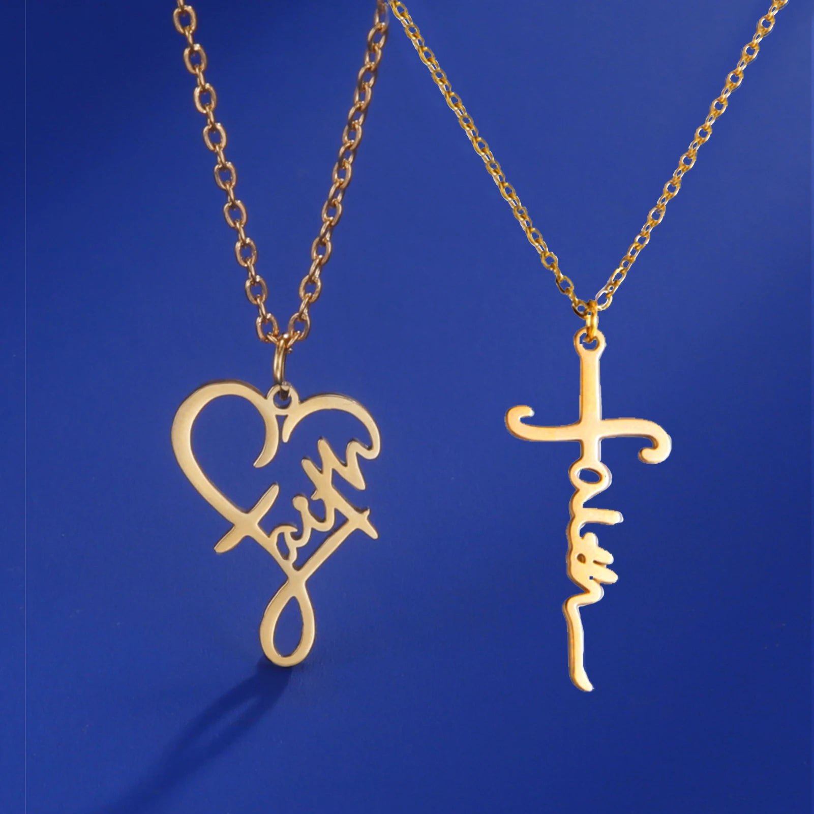 Unift Christian Faith Heart Necklace for Women Stainless Steel Vintage Religious God Bless Prayer Wedding Jewelry Gift Wholesale by Creative Vault Marketplace