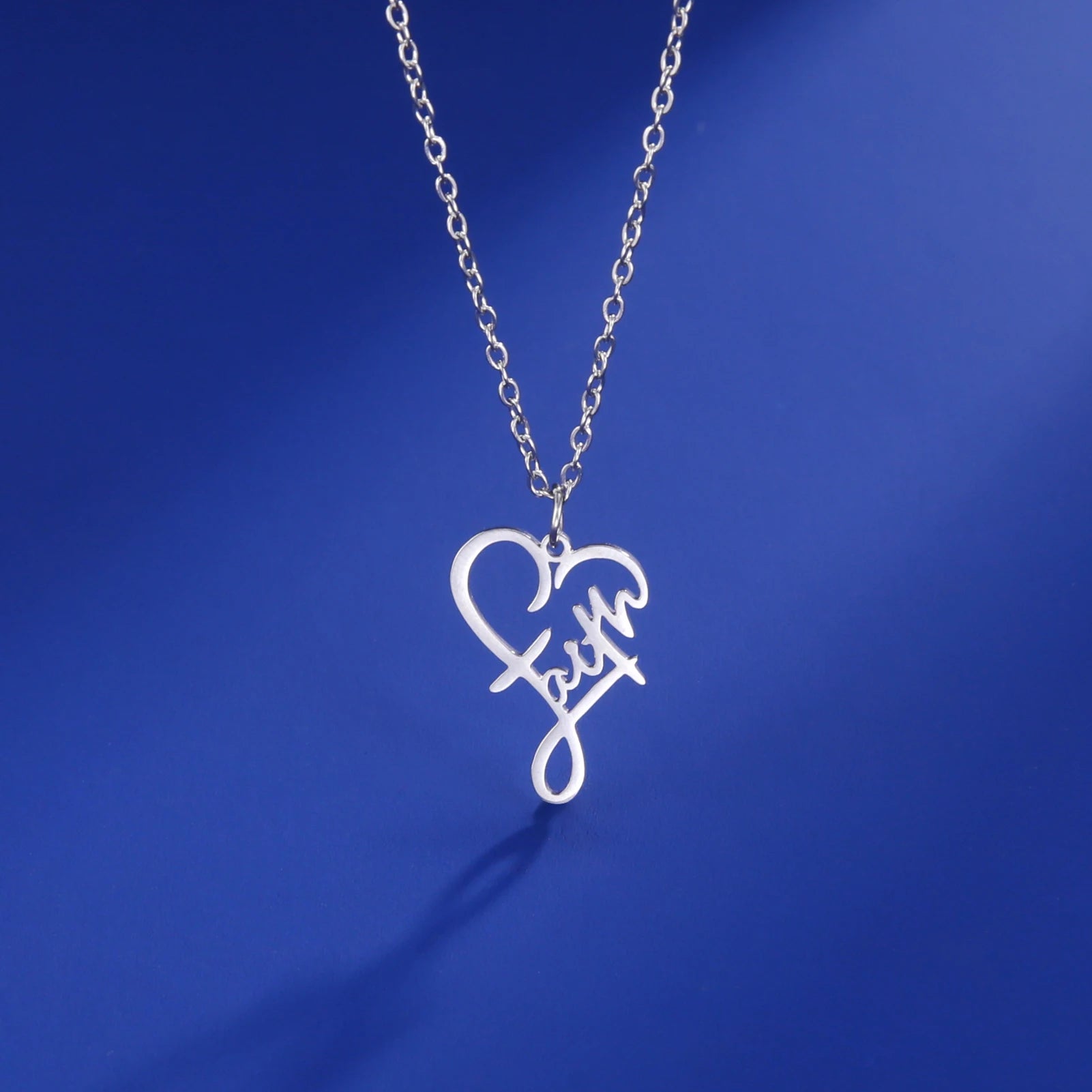 Unift Christian Faith Heart Necklace for Women Stainless Steel Vintage Religious God Bless Prayer Wedding Jewelry Gift Wholesale by Creative Vault Marketplace