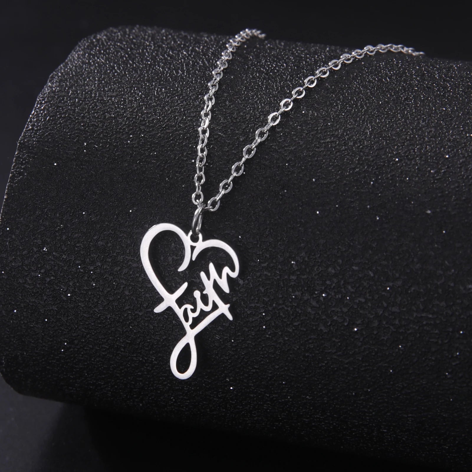 Unift Christian Faith Heart Necklace for Women Stainless Steel Vintage Religious God Bless Prayer Wedding Jewelry Gift Wholesale by Creative Vault Marketplace