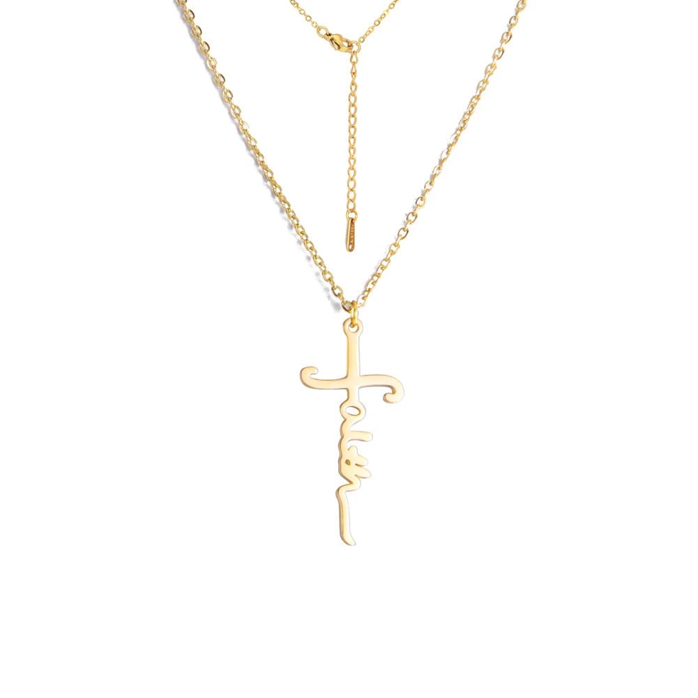 Unift Christian Faith Heart Necklace for Women Stainless Steel Vintage Religious God Bless Prayer Wedding Jewelry Gift Wholesale by Creative Vault Marketplace