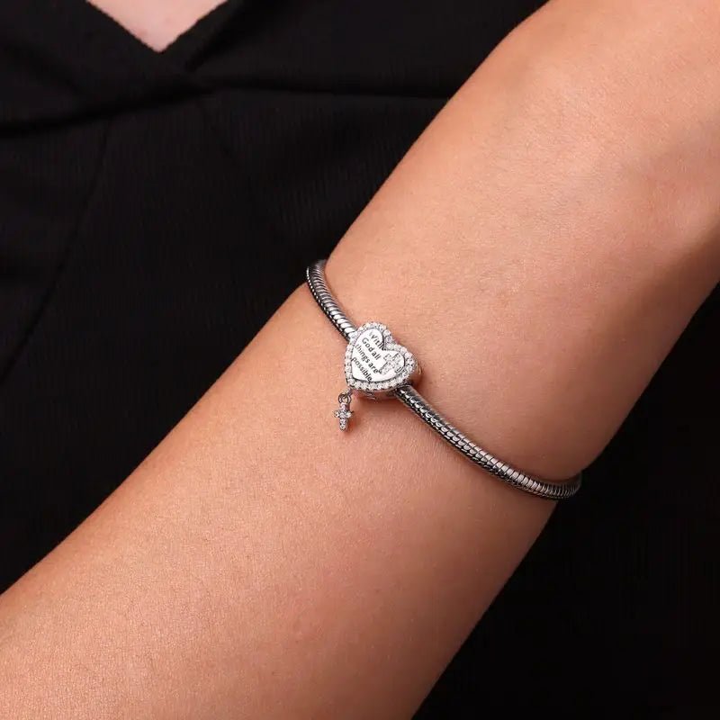925 Sterling Silver The Faith Series Charm Bracelet Accessories Peace Dove Cross Angel Rose Wings Beads DIY Jewelry Women Gift by Creative Vault Marketplace