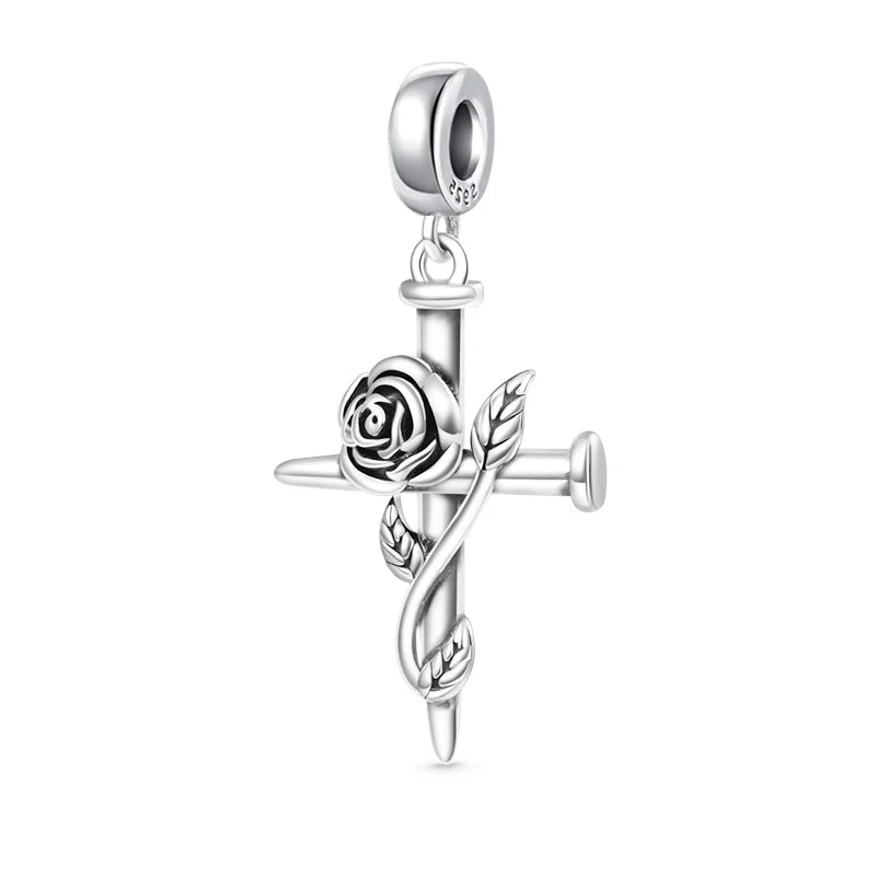 925 Sterling Silver The Faith Series Charm Bracelet Accessories Peace Dove Cross Angel Rose Wings Beads DIY Jewelry Women Gift by Creative Vault Marketplace