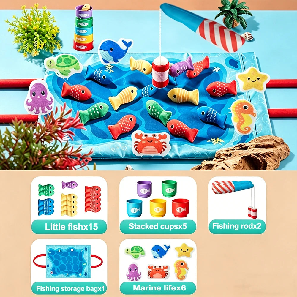 Children's fishing toys Montessori fabric craft fishing games baby education early education toys children's birthday gifts by Creative Vault Marketplace