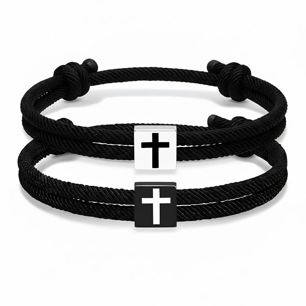 1Pair/Set Adjustable Faith Cross Bracelet For Teen Boys First Communion Easter Gift Ideal For Sons Brothers Ages 6–21 by Creative Vault Marketplace