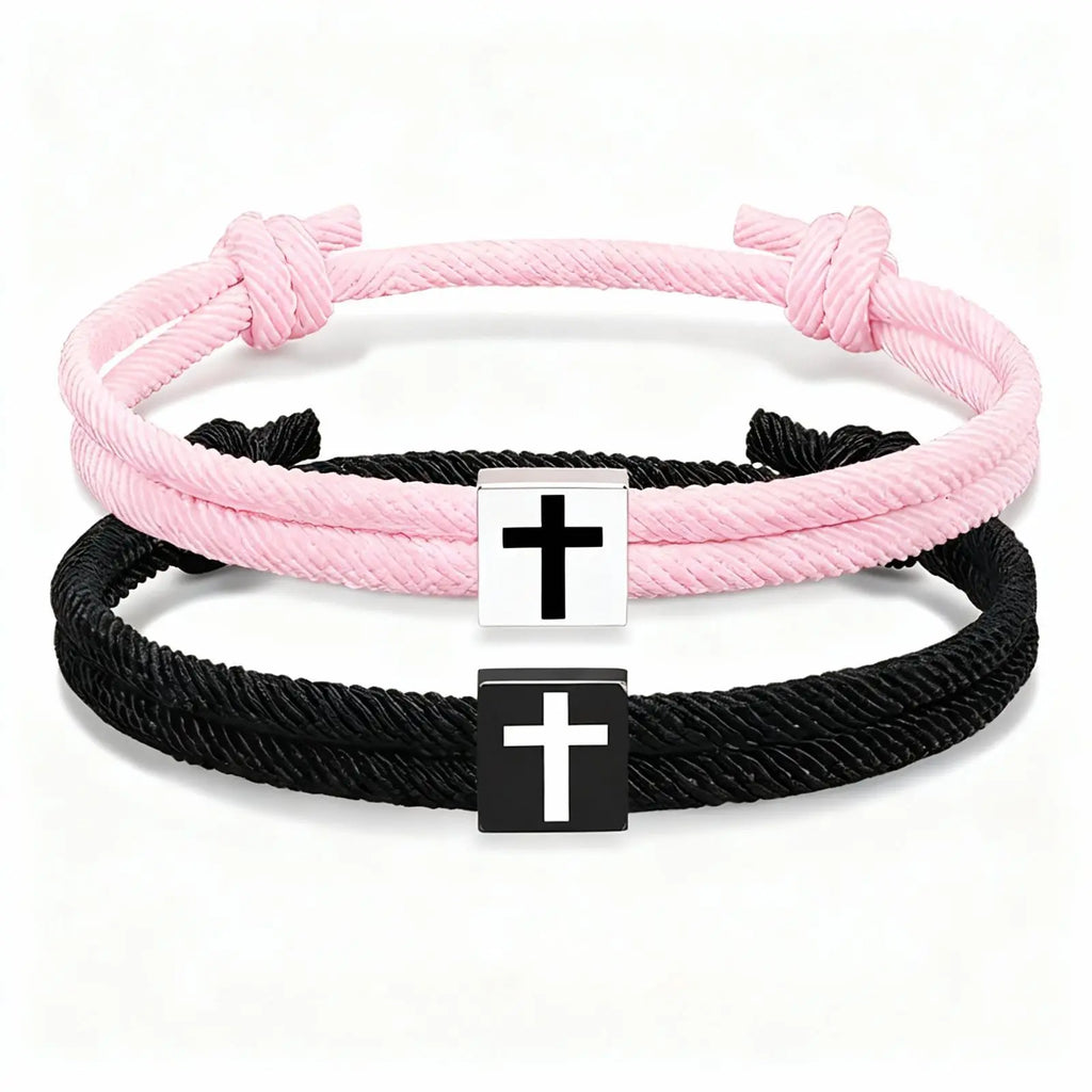 1Pair/Set Adjustable Faith Cross Bracelet For Teen Boys First Communion Easter Gift Ideal For Sons Brothers Ages 6–21 by Creative Vault Marketplace