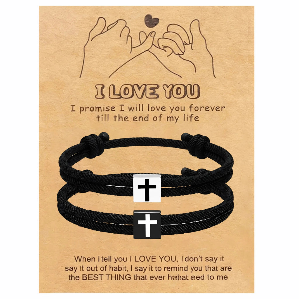 1Pair/Set Adjustable Faith Cross Bracelet For Teen Boys First Communion Easter Gift Ideal For Sons Brothers Ages 6–21 by Creative Vault Marketplace