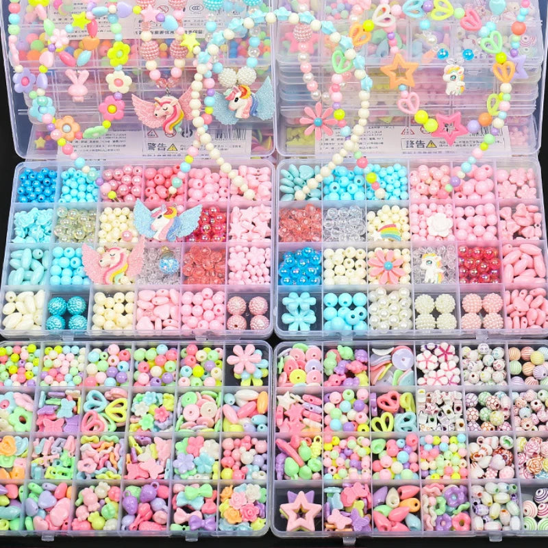 Children's Handmade Beaded Girls Wear Beads Educational Toys Diy Jewelry Bracelet Necklace Jewelry Around Beads Beads Set by Creative Vault Marketplace