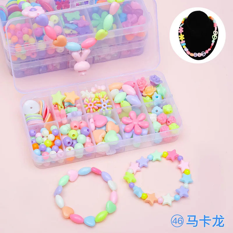 Children's Handmade Beaded Girls Wear Beads Educational Toys Diy Jewelry Bracelet Necklace Jewelry Around Beads Beads Set by Creative Vault Marketplace