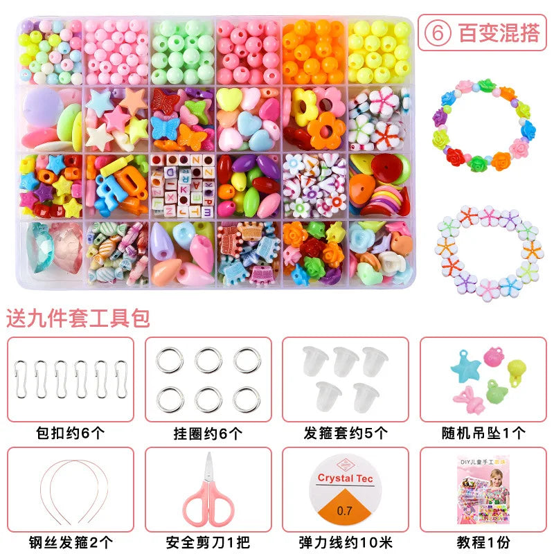 Children's Handmade Beaded Girls Wear Beads Educational Toys Diy Jewelry Bracelet Necklace Jewelry Around Beads Beads Set by Creative Vault Marketplace