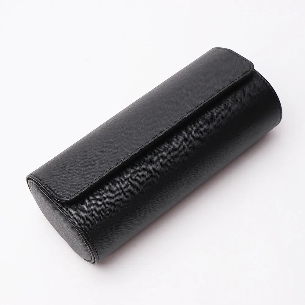 Creative Vault Marketplace black PU leather travel watch case with three slots for secure watch storage.