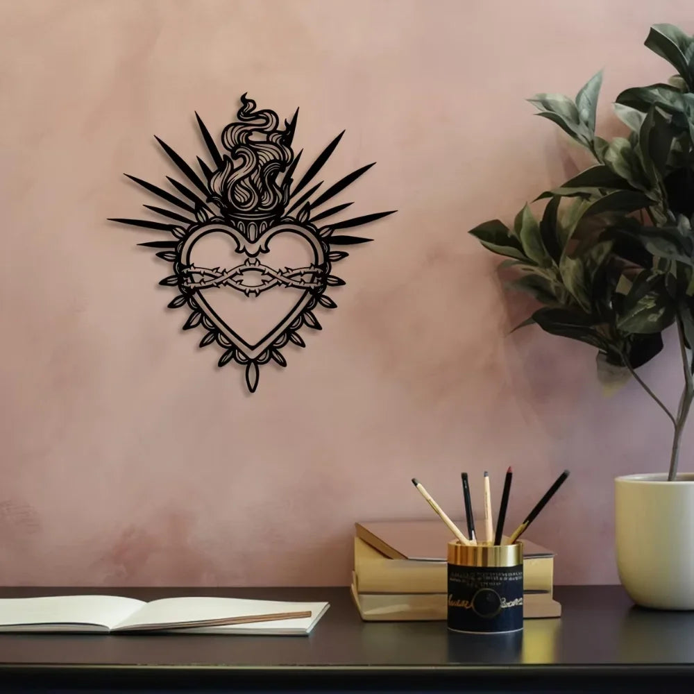 Vintage Sacred Heart Aluminum Wall Art 12x16in Waterproof Durable Metal Print for Living Room Faith Home Decor by Creative Vault Marketplace