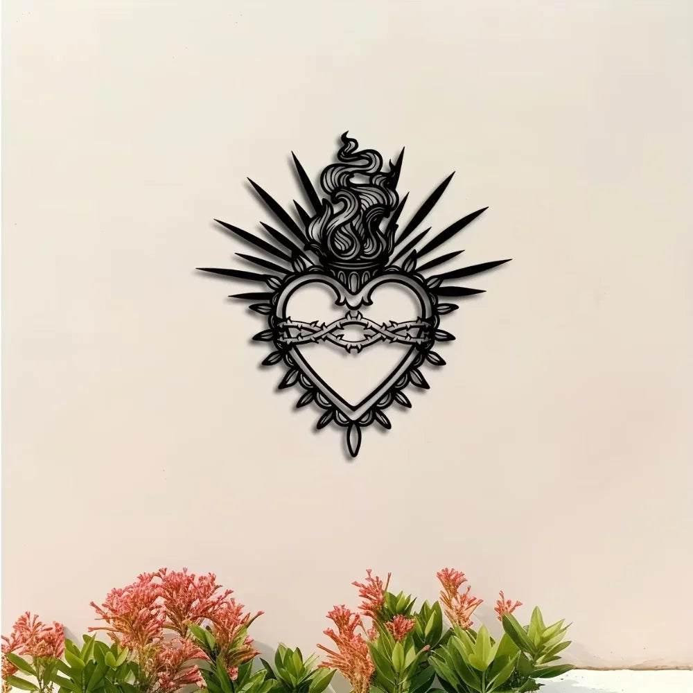 Vintage Sacred Heart Aluminum Wall Art 12x16in Waterproof Durable Metal Print for Living Room Faith Home Decor by Creative Vault Marketplace