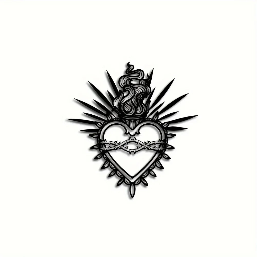 Vintage Sacred Heart Aluminum Wall Art 12x16in Waterproof Durable Metal Print for Living Room Faith Home Decor by Creative Vault Marketplace